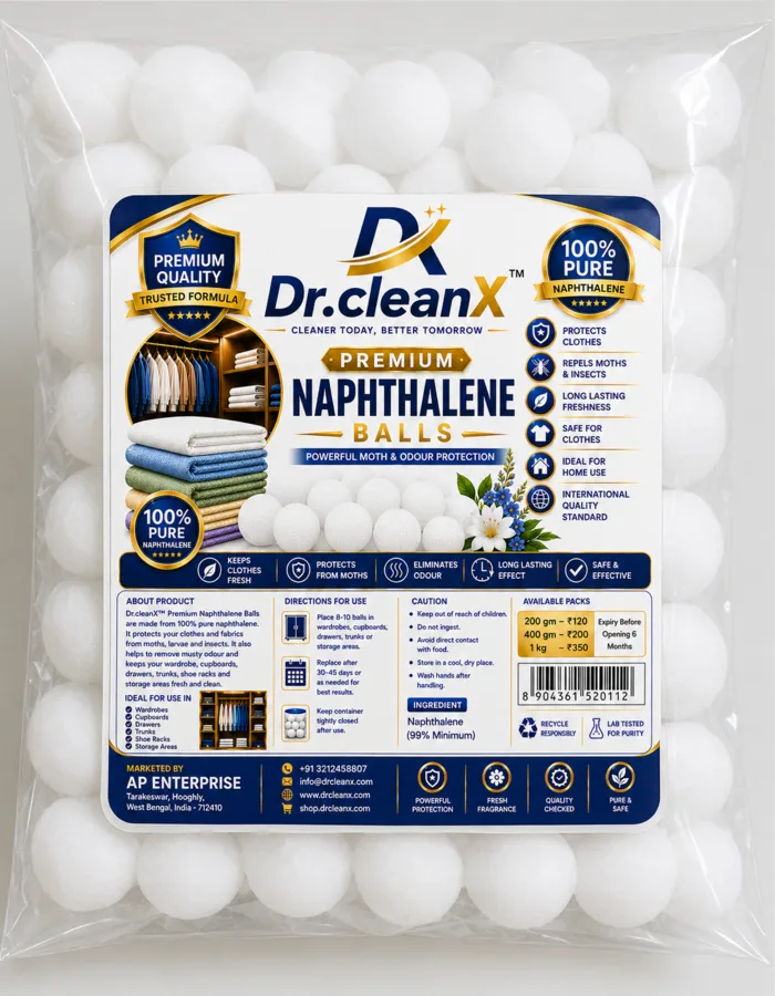 Where should naphthalene balls be used and stored?